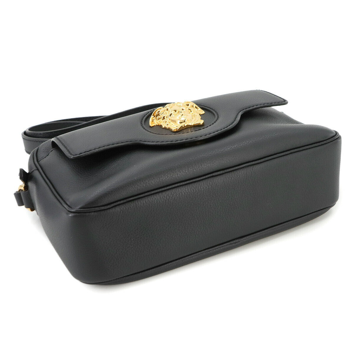 Luxury Promise Japan VERSACE Medusa Shoulder Bag Leather Black 1008102 90268113