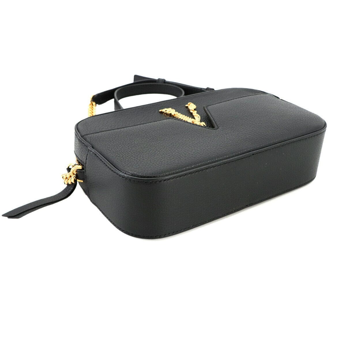 Luxury Promise Japan VERSACE Virtus Shoulder Bag Leather Black 1005969 Purse 90268109