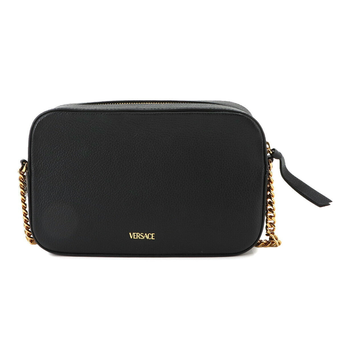 Luxury Promise Japan VERSACE Virtus Shoulder Bag Leather Black 1005969 Purse 90268110