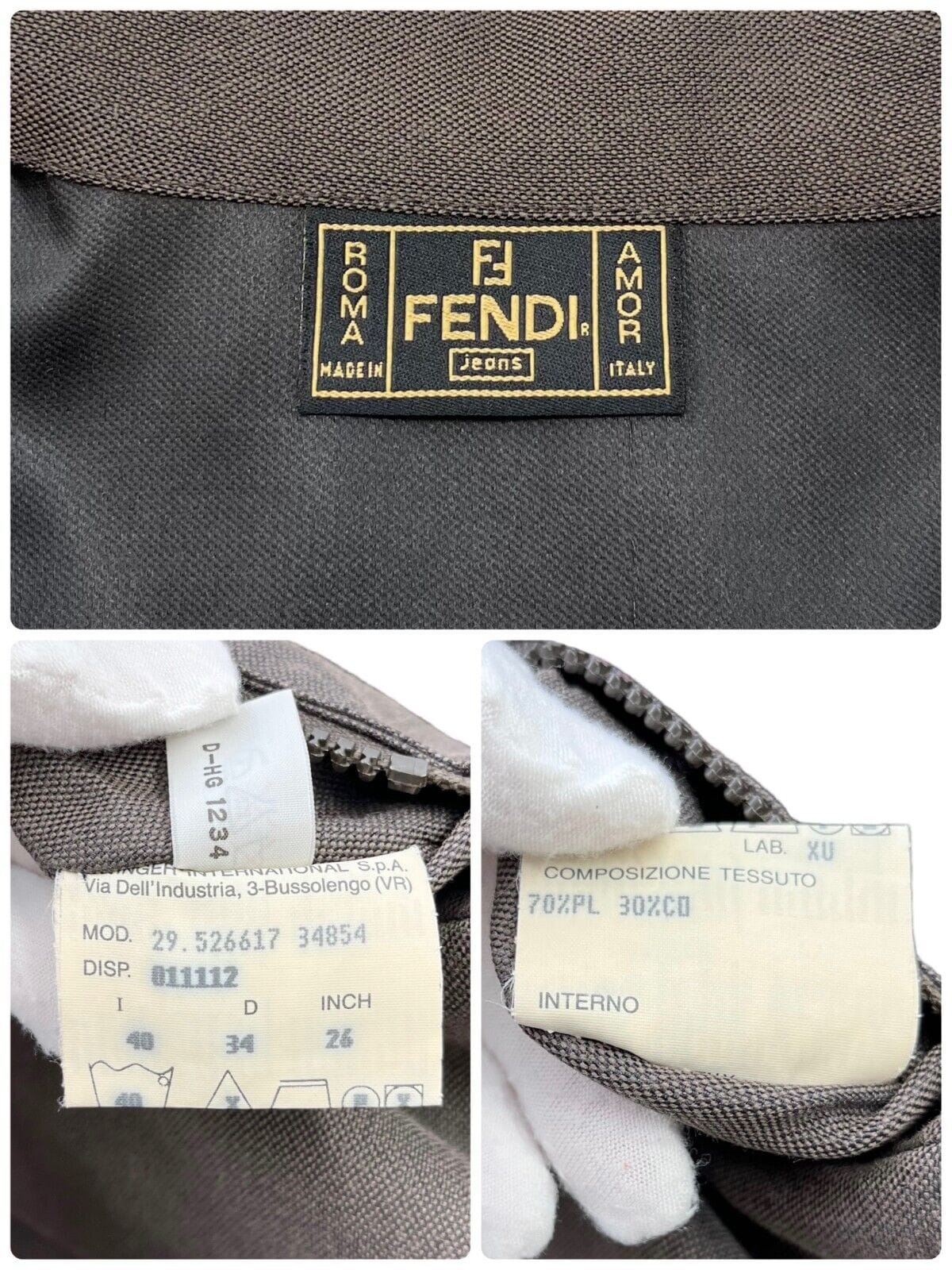 Luxury Promise Japan FENDI Vintage Logo Zipped Jacket #40 Polyester Cotton Brown Gold RankAB+