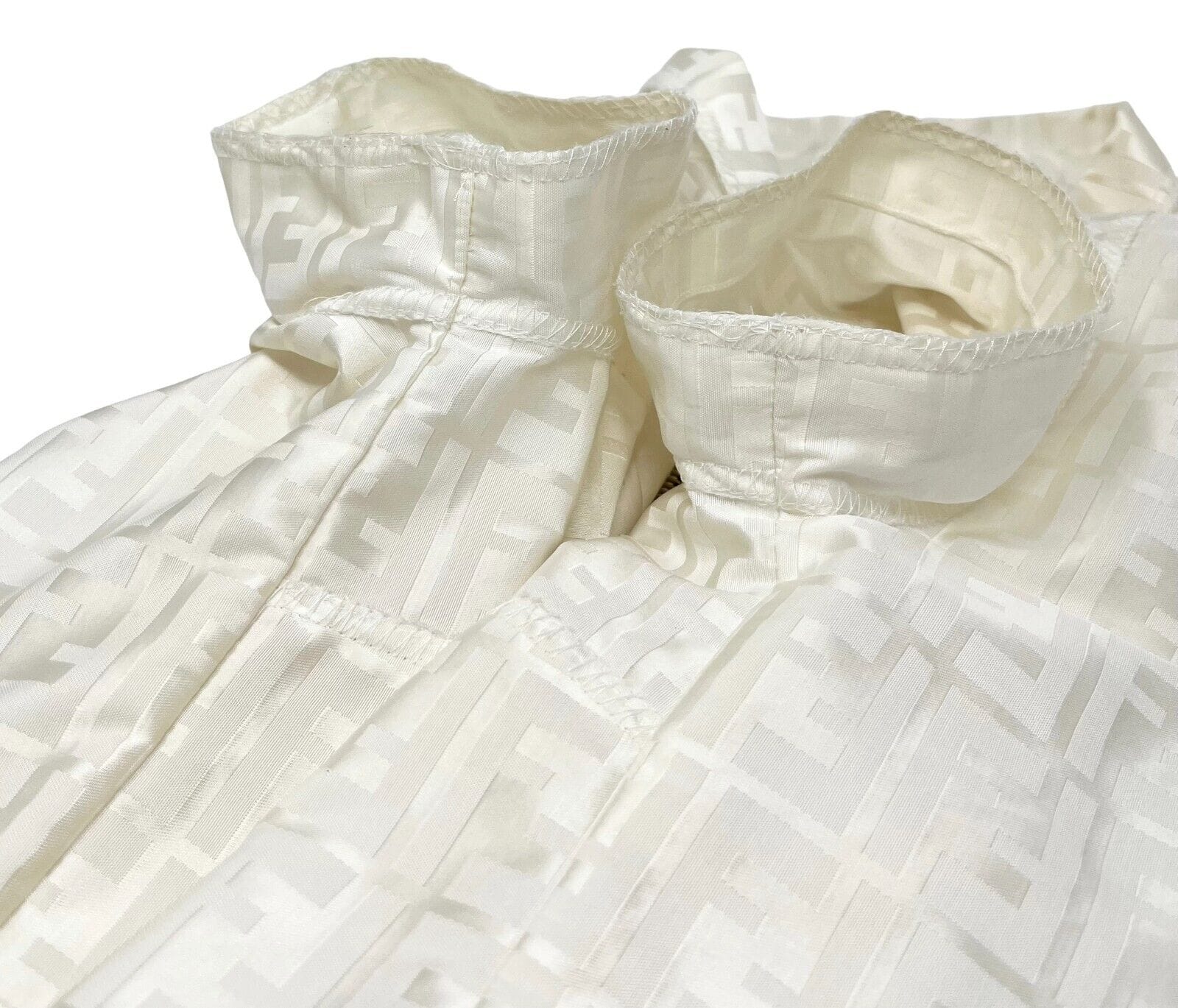 Luxury Promise Japan FENDI Vintage Zucca Monogram Logo Zipped Jacket #38 Short Sleeve Cream Rank AB