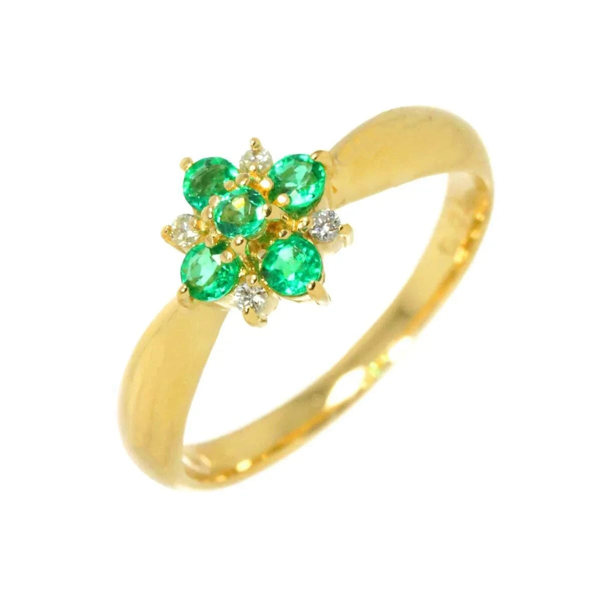 Luxury Promise Japan Emerald Diamond 0.04ct Ring 18K YG 750 size5.5-5.75((US) 90279371