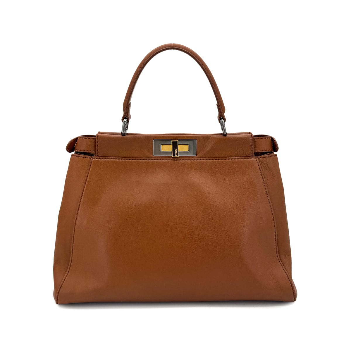 Luxury Promise Japan FENDI PEEKABOO REGULAR HAND SHOULDER BAG LEATHER BROWN 8BN226 90298740