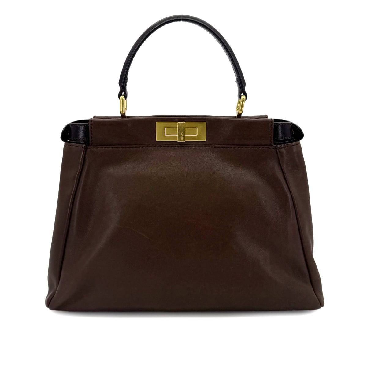 Luxury Promise Japan FENDI PEEKABOO REGULAR HAND SHOULDER BAG LEATHER BROWN 8BN226 90299152