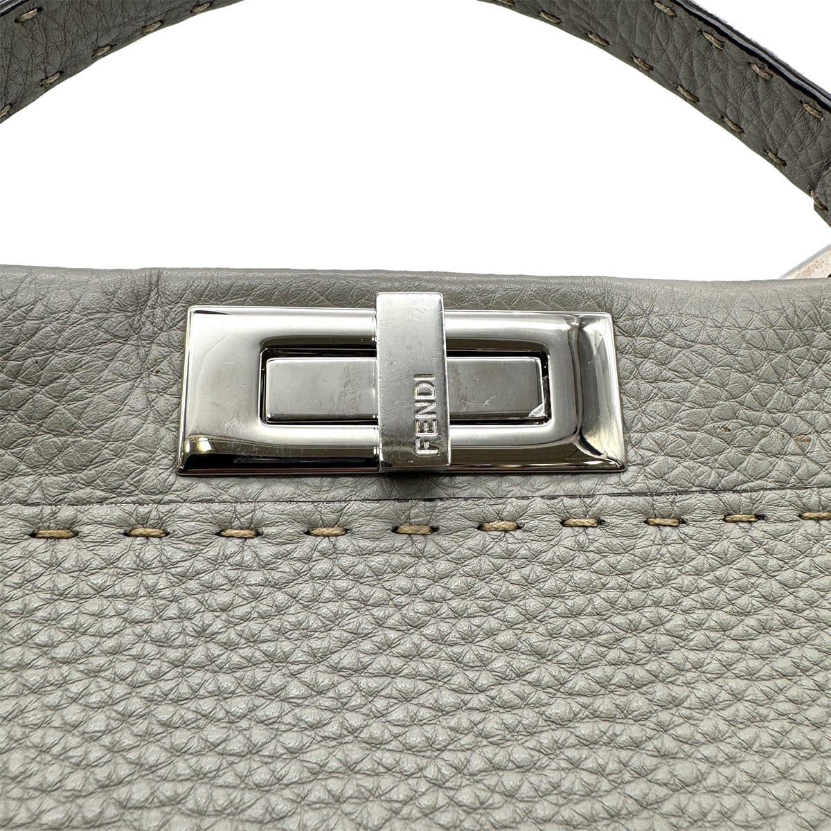Luxury Promise Japan FENDI PEEKABOO REGULAR SELLERIA HAND SHOULDER BAG LEATHER GRAY 8BN226 90305473