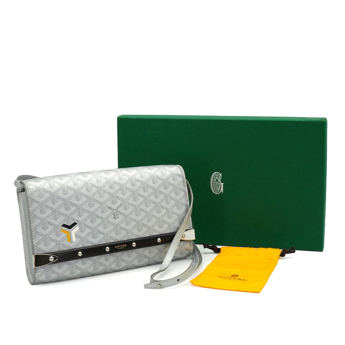 Luxury Promise Japan GOYARD MONTE-CARLO PM CLUTCH SHOULDER BAG SILVER PVC LEATHER SILVER HARDWARE 90344096