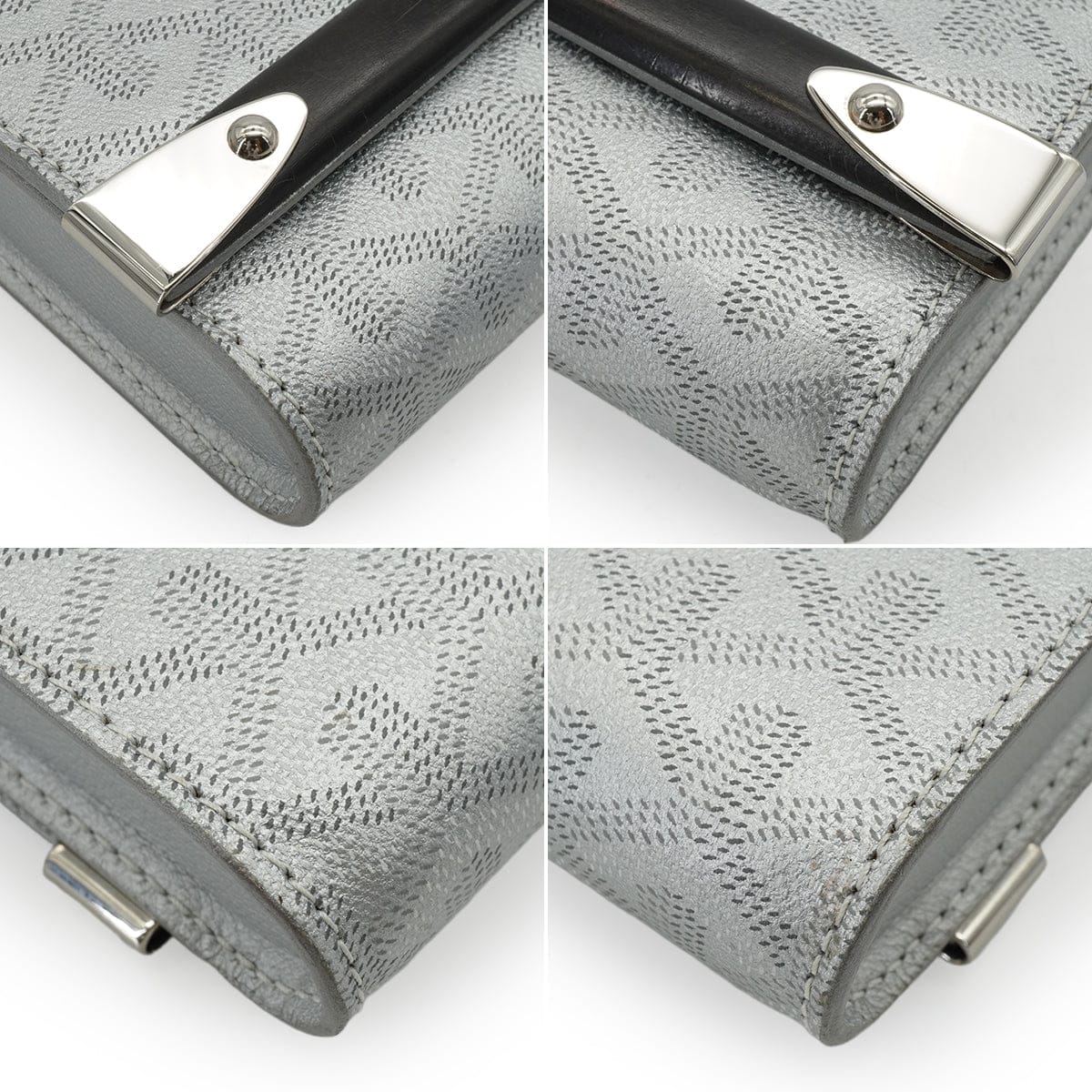 Luxury Promise Japan GOYARD MONTE-CARLO PM CLUTCH SHOULDER BAG SILVER PVC LEATHER SILVER HARDWARE 90344096