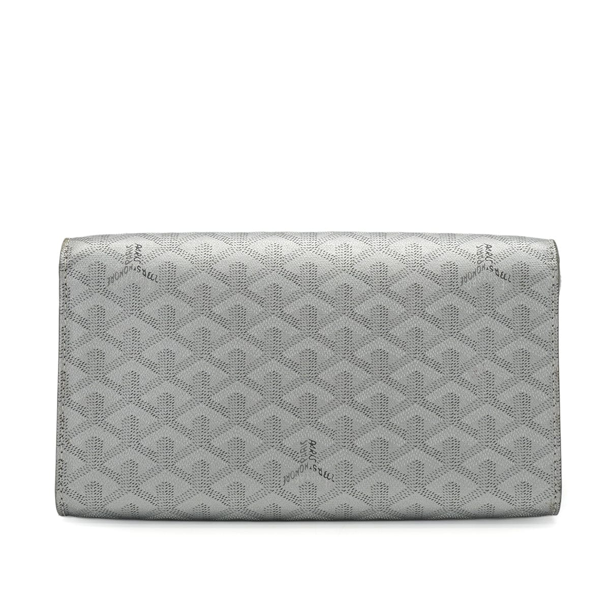 Luxury Promise Japan GOYARD MONTE-CARLO PM CLUTCH SHOULDER BAG SILVER PVC LEATHER SILVER HARDWARE 90344096