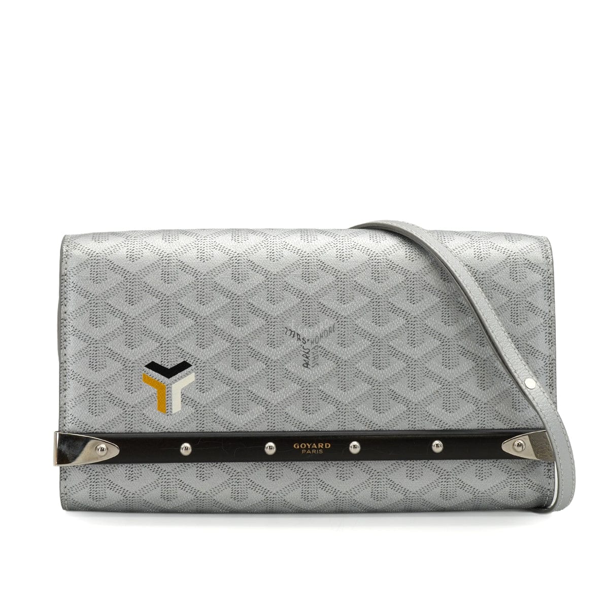 Luxury Promise Japan GOYARD MONTE-CARLO PM CLUTCH SHOULDER BAG SILVER PVC LEATHER SILVER HARDWARE 90344096
