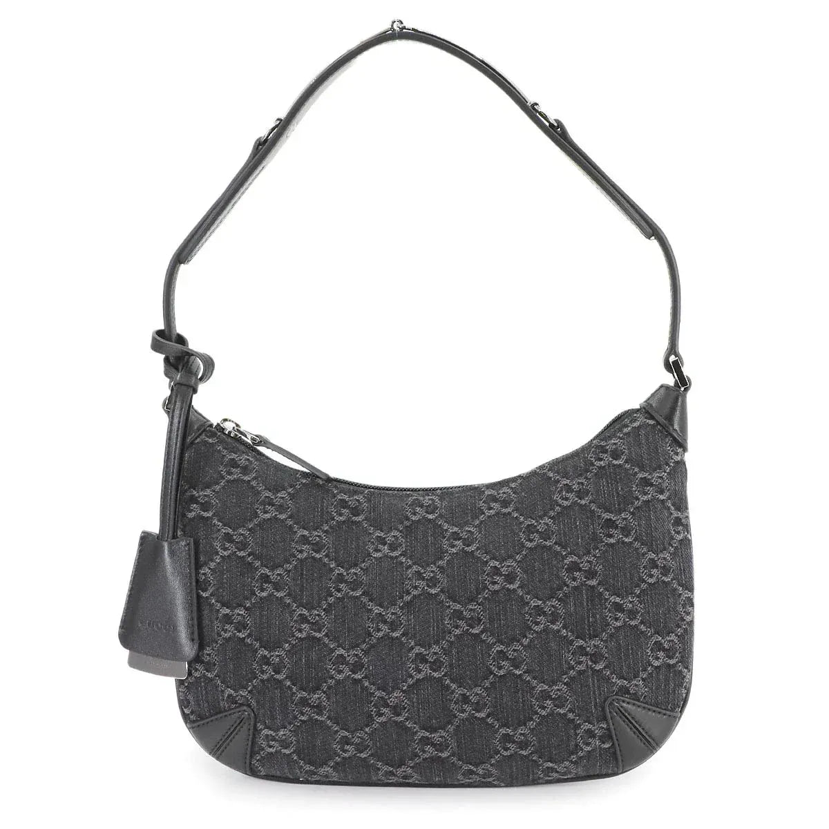 Luxury Promise Japan GUCCI GG Denim Horsebit Slim Small Shoulder Bag Leather Black 774719 90281997