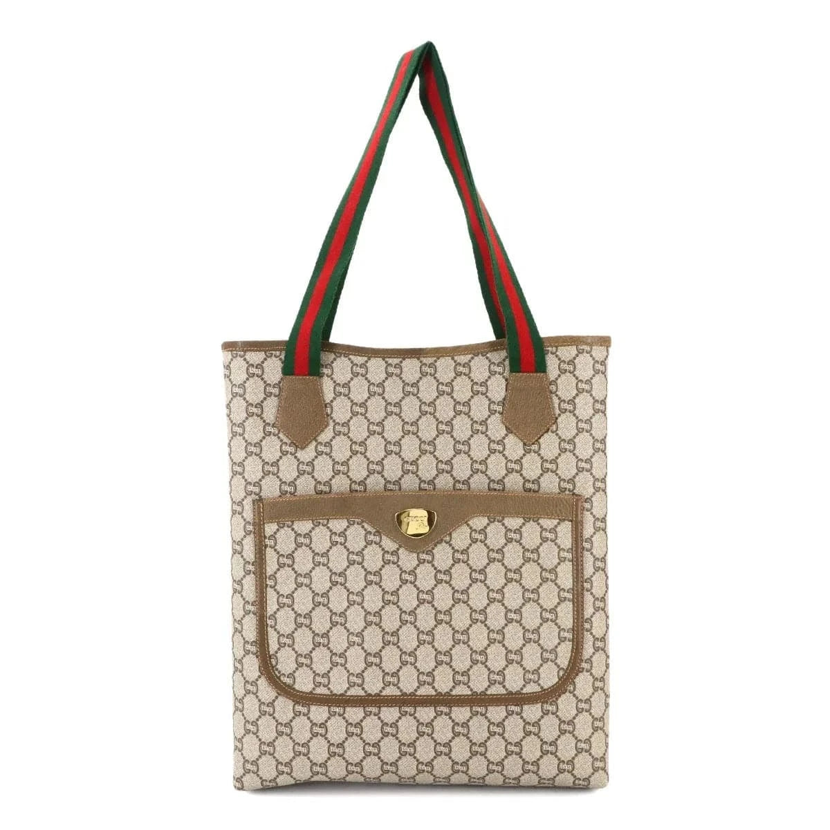 Luxury Promise Japan GUCCI Plus Tote Bag Leather Beige Brown Sherry Line Vintage Old 90287633