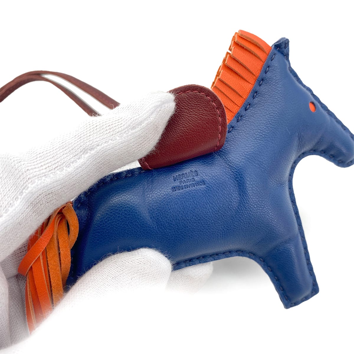 Luxury Promise Japan HERMES BAG CHARM RODEO MM BLEU DE MALTE ORANGE POPPY ROUGE H AGNEAU MILO 90278936