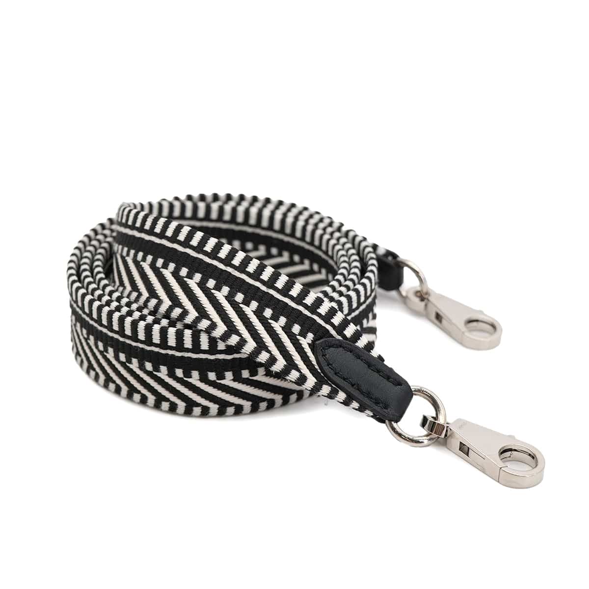 Luxury Promise Japan HERMES BANDOULIERE SANGLES CAVAL 25MM SHOULDER STRAP BLACK WHITE TOILE SWIFT 2018 C 90323210