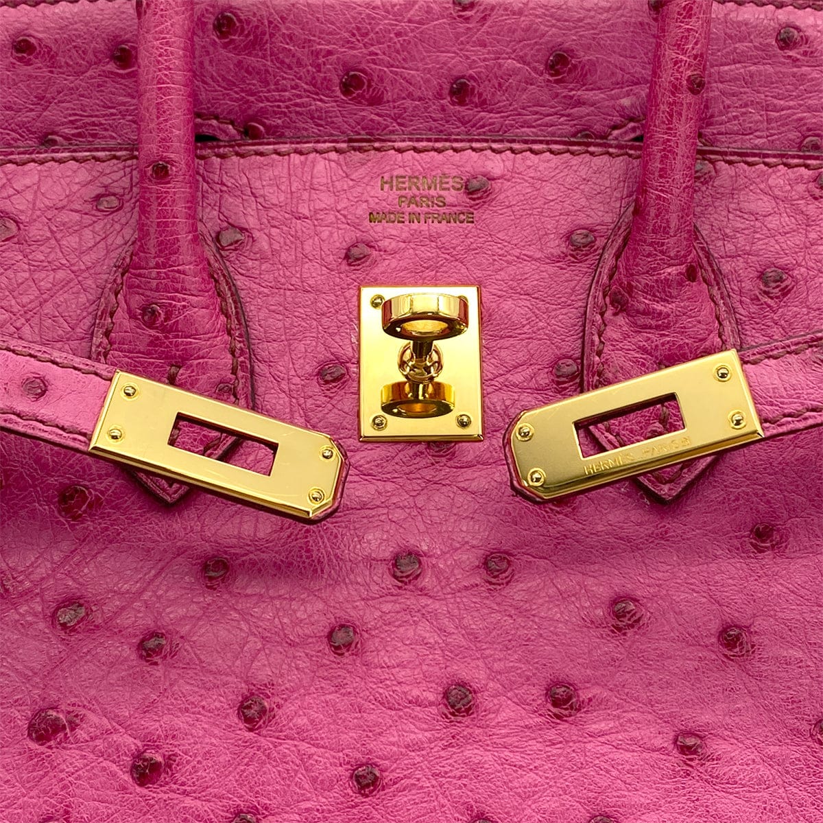 Luxury Promise Japan HERMES BIRKIN 25 FUCHSIA OSTRICH HAND BAG 2009 SQUARE M GOLD HARDWARE 90324625