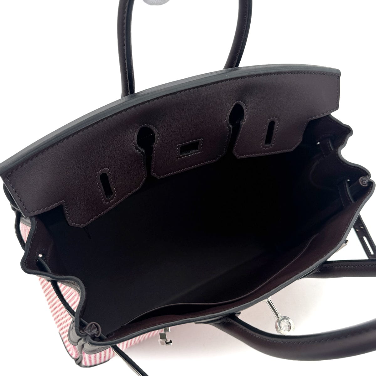 Luxury Promise Japan HERMES BIRKIN 25 ROUGE SELLIER ECRU FRAMBOISE VEAU SWIFT TOILE QUADRILLE HAND BAG B SHW 90294966