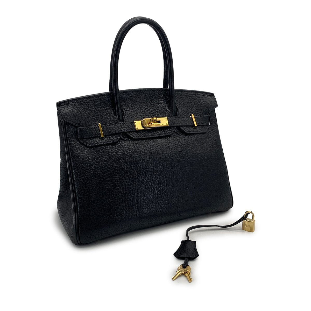 Luxury Promise Japan HERMES BIRKIN 30 BLACK FJORD HAND BAG 1998 SQUARE B GOLD HARDWARE 90317180