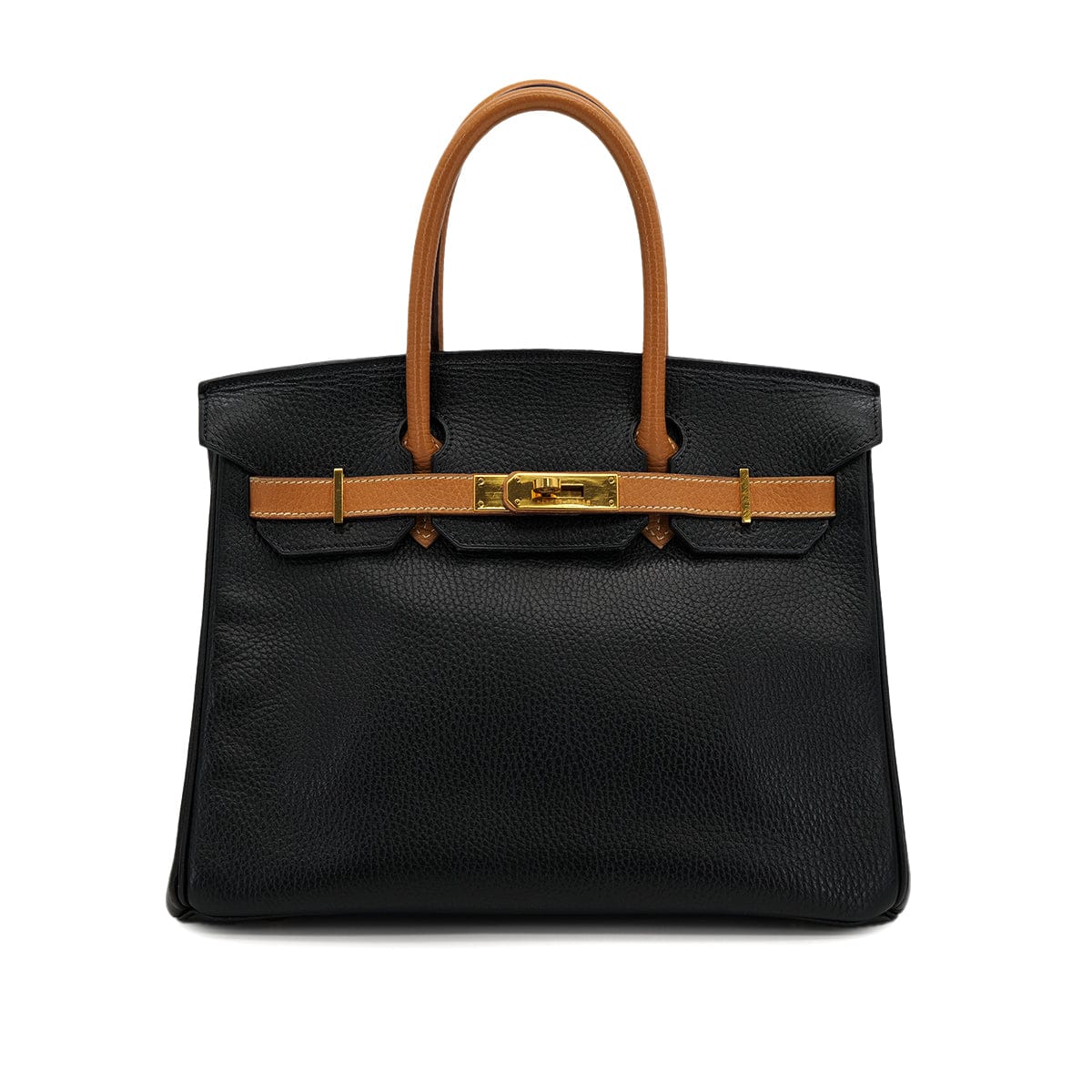 Luxury Promise Japan HERMES BIRKIN 30 BLACK NATUREL ARDENNES HAND BAG 1995 CIRCLE Y GOLD HARDWARE 90322922