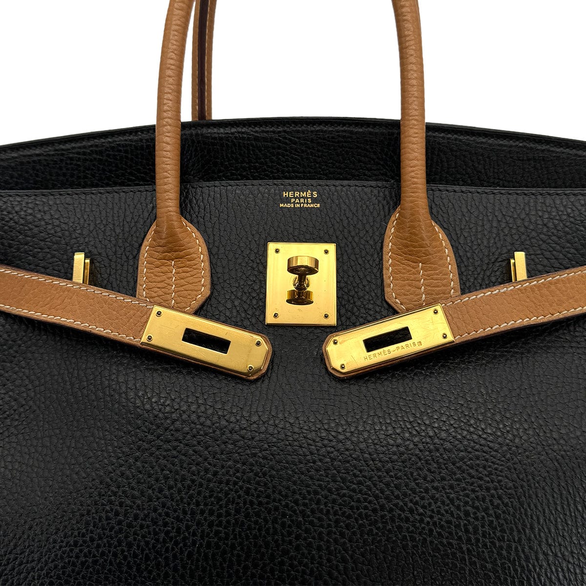 Luxury Promise Japan HERMES BIRKIN 30 BLACK NATUREL ARDENNES HAND BAG 1995 CIRCLE Y GOLD HARDWARE 90322922