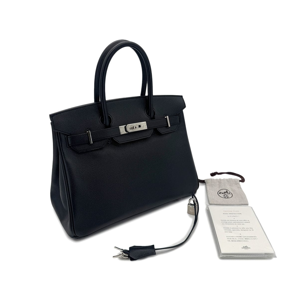 Luxury Promise Japan HERMES BIRKIN 30 BLACK VEAU EPSOM HAND BAG □O SHW 90291874