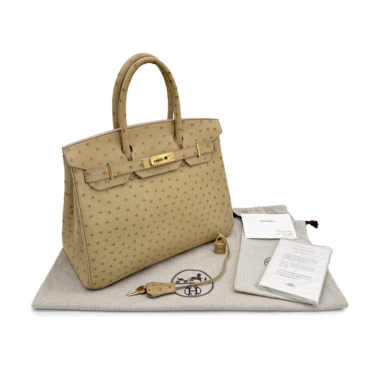 Luxury Promise Japan HERMES BIRKIN 30 BLANCCASSE OSTRICH HAND BAG □J GOLD HARDWARE 90309169