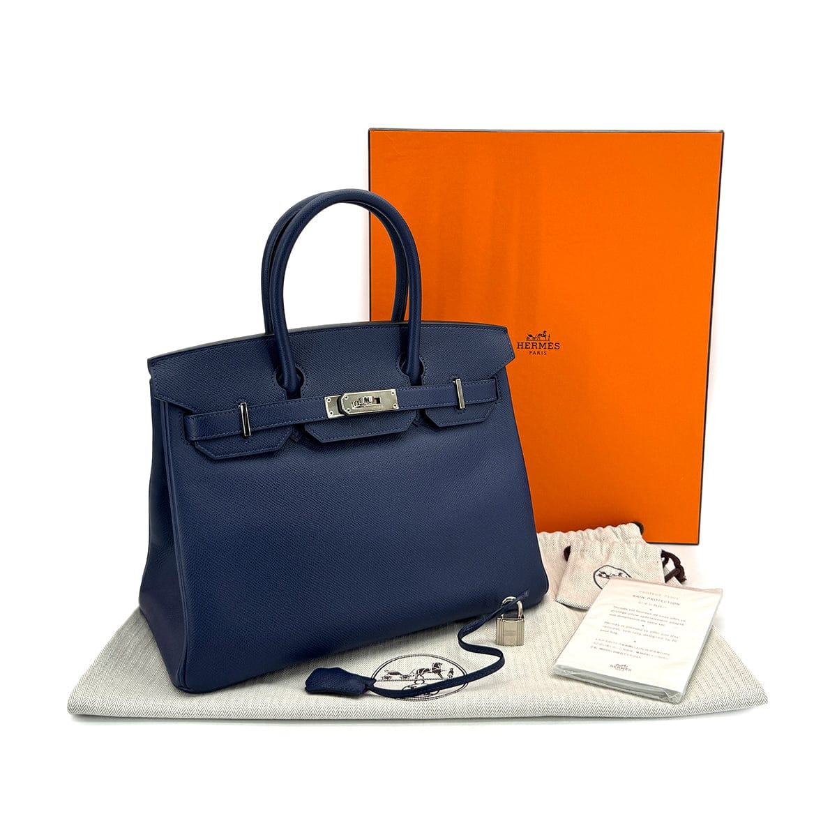 Luxury Promise Japan HERMES BIRKIN 30 BLUE SAPHIR EPSOM HAND BAG 2015 T STAMP PALLADIUM HARDWARE 90314752