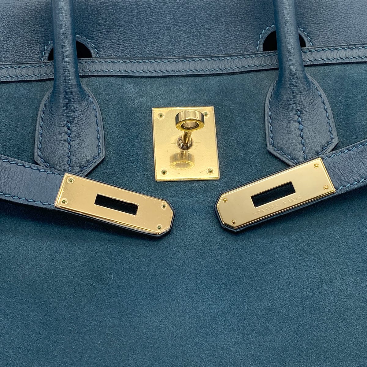 Luxury Promise Japan HERMES BIRKIN 30 BLUE THALASSA GRIZZLY DEBRIS HAND BAG 2012 SQUARE P GOLD HARDWARE 90319652