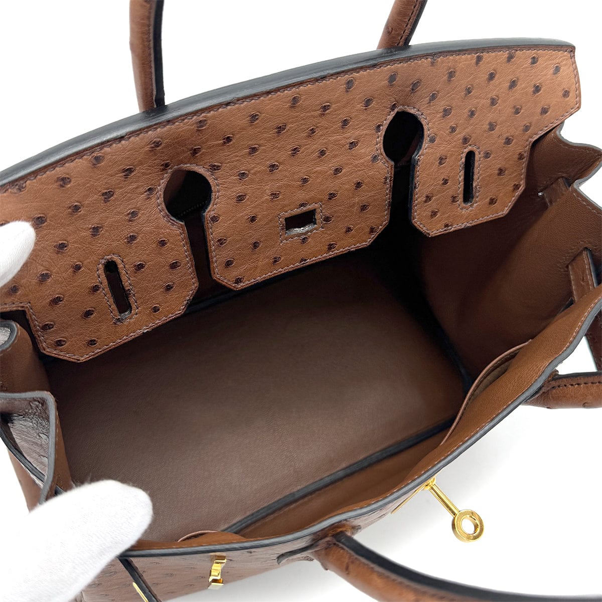 Luxury Promise Japan HERMES BIRKIN 30 CHESTNUT OSTRICH HAND BAG 2005 SQUARE I GOLD HARDWARE 90323975