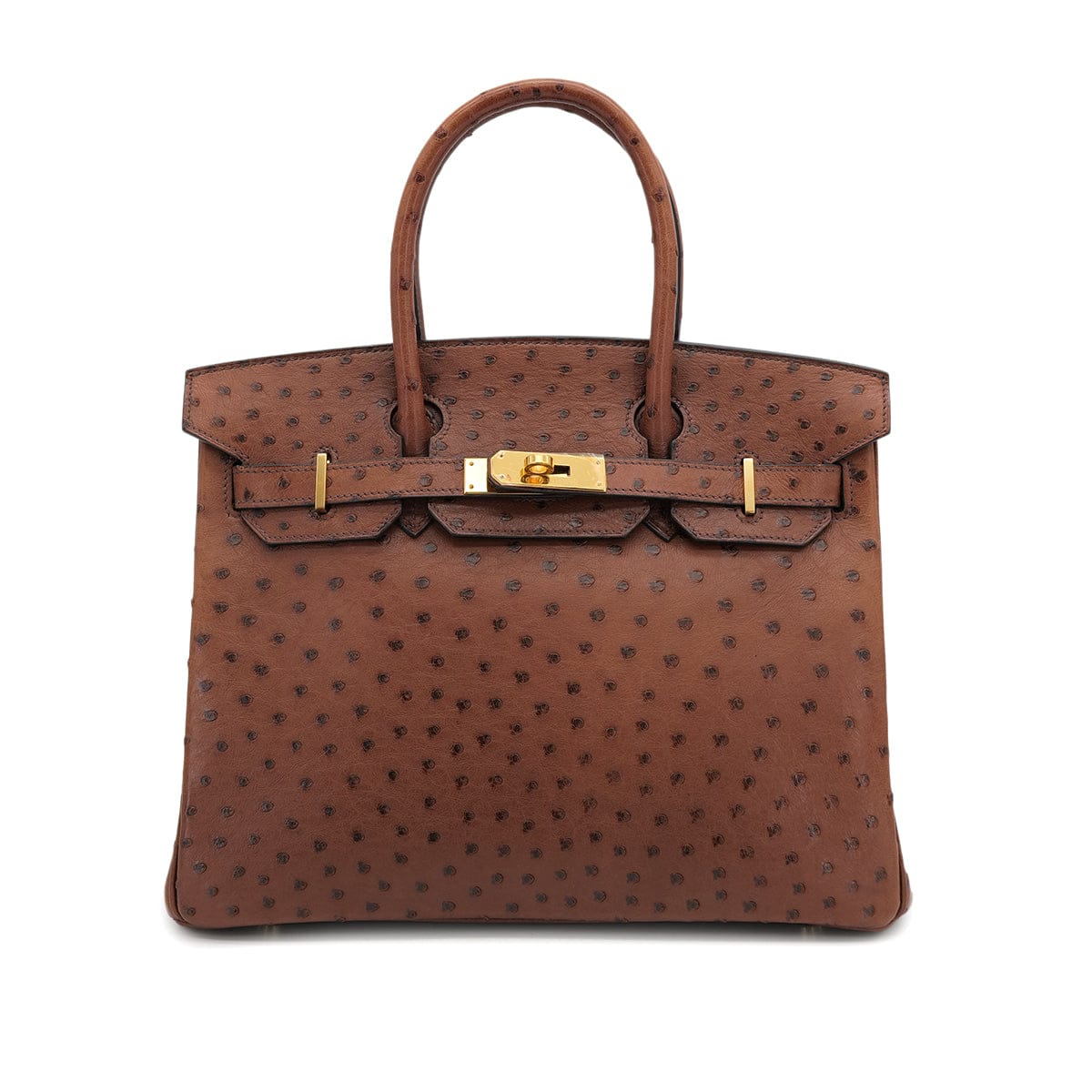 Luxury Promise Japan HERMES BIRKIN 30 CHESTNUT OSTRICH HAND BAG 2005 SQUARE I GOLD HARDWARE 90323975