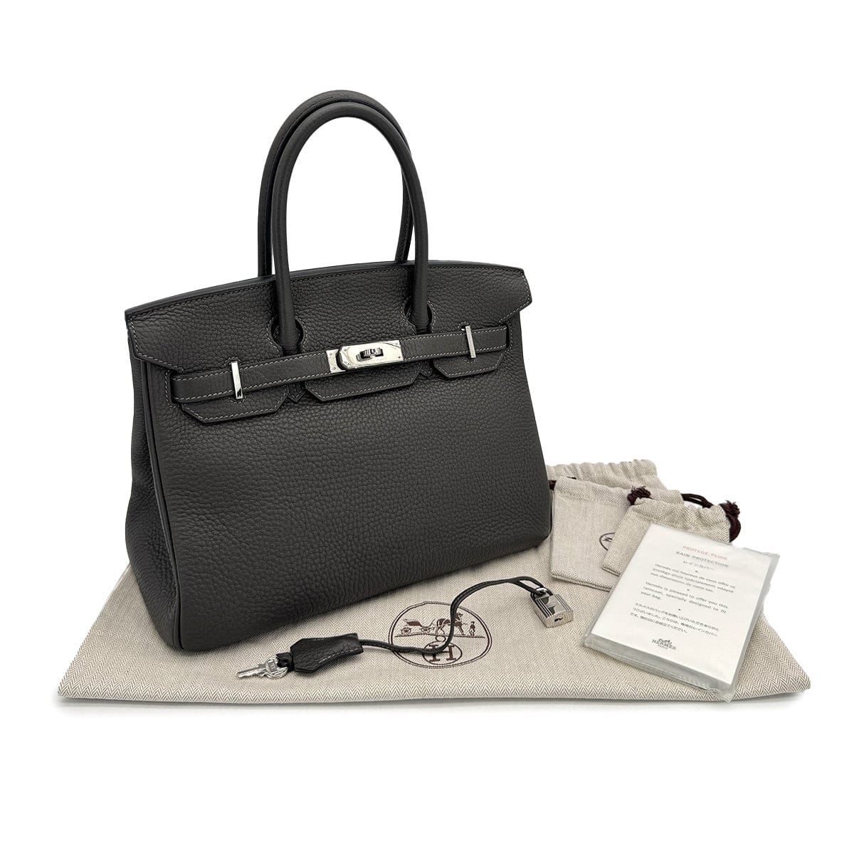 Luxury Promise Japan HERMES BIRKIN 30 GRAPHITE GRIS TOURTERELLE TAURILLON CLEMENCE HAND BAG 2012 SQUARE P PALLADIUM HARDWARE SPO 90313544