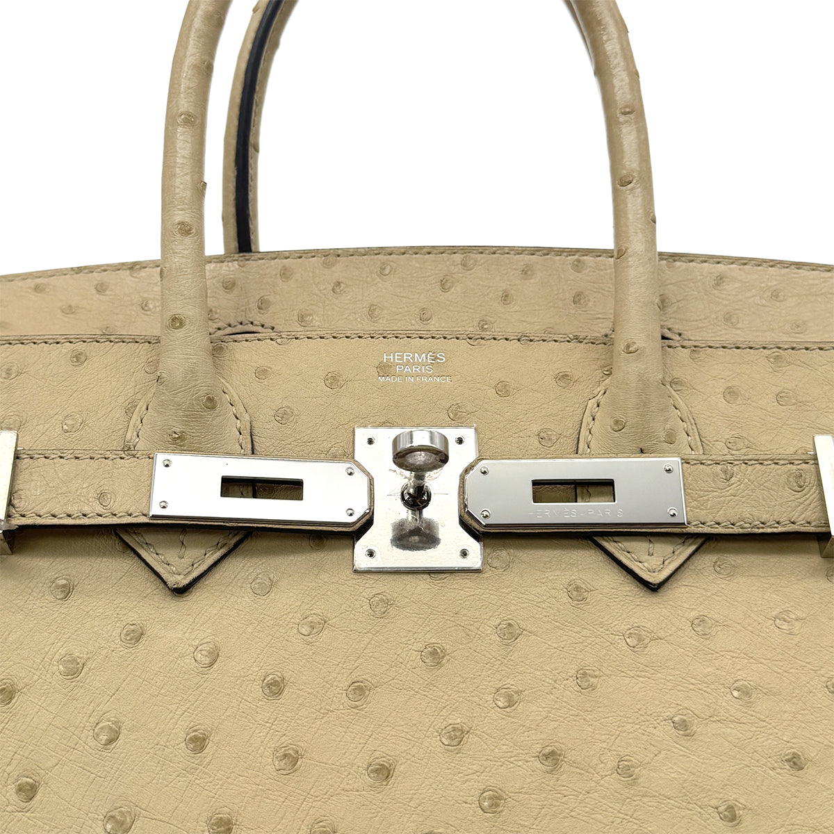 Luxury Promise Japan HERMES BIRKIN 30 PARCHEMIN OSTRICH HAND BAG X PALLADIUM HARDWARE 90283596