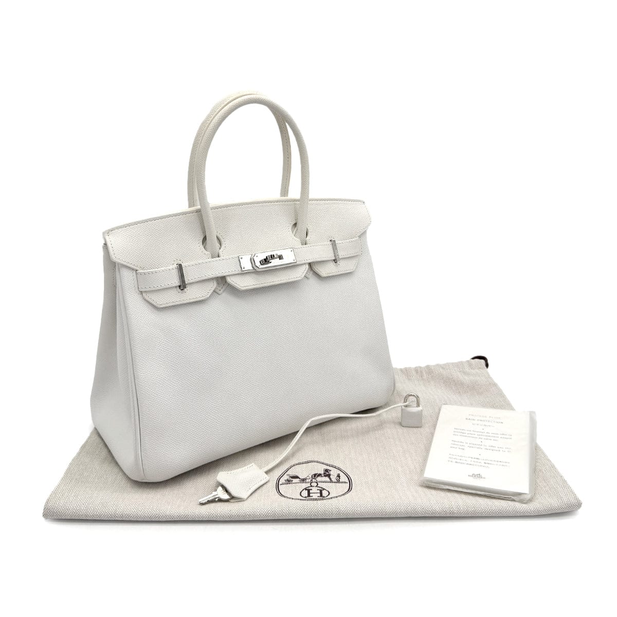Luxury Promise Japan HERMES BIRKIN 30 WHITE EPSOM HAND BAG 2009 SQUARE M PALLADIUM HARDWARE 90312934