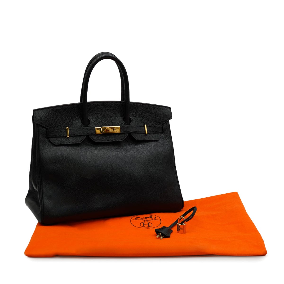 Luxury Promise Japan HERMES BIRKIN 35 BLACK ARDENNES HAND BAG 1997 SQUARE A GOLD HARDWARE 90345057