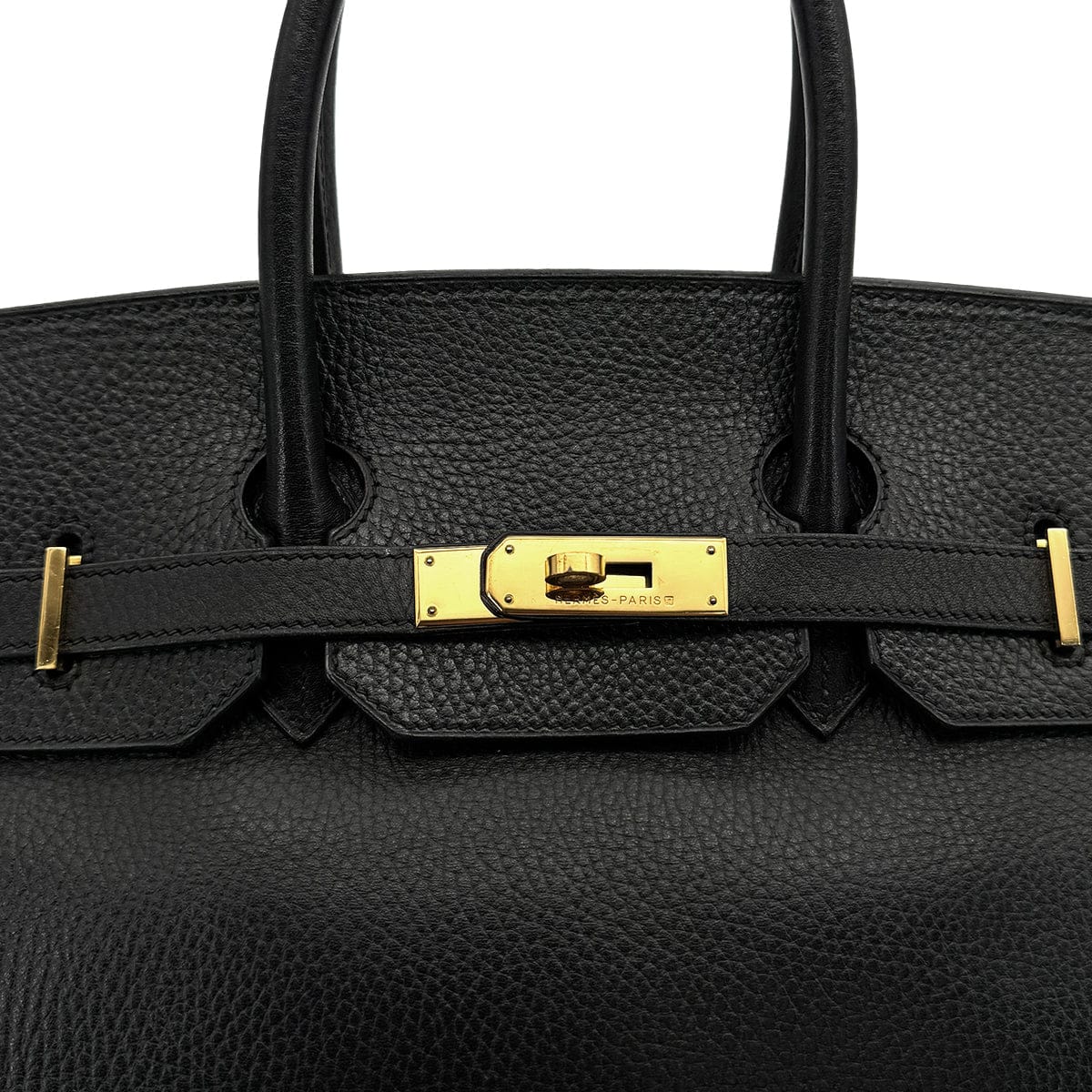 Luxury Promise Japan HERMES BIRKIN 35 BLACK ARDENNES HAND BAG 1998 SQUARE B GOLD HARDWARE 90318615