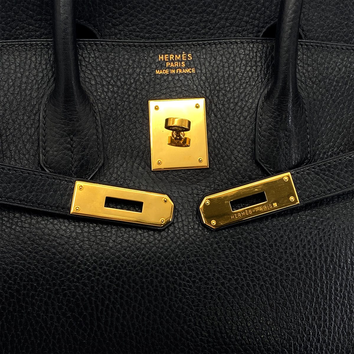 Luxury Promise Japan HERMES BIRKIN 35 BLACK ARDENNES HAND BAG 1999 SQUARE C GOLD HARDWARE 90327307