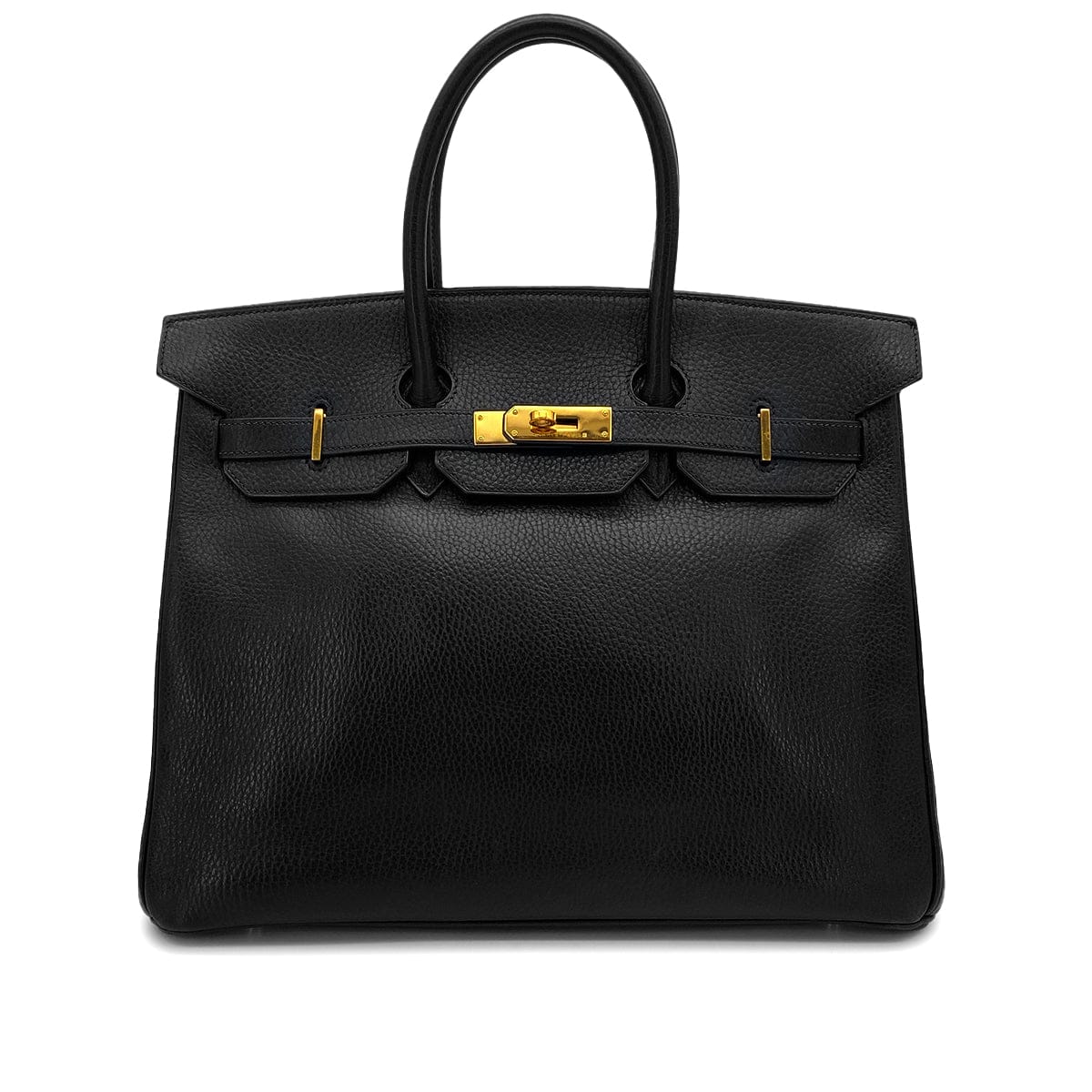 Luxury Promise Japan HERMES BIRKIN 35 BLACK ARDENNES HAND BAG 1999 SQUARE C GOLD HARDWARE 90327307