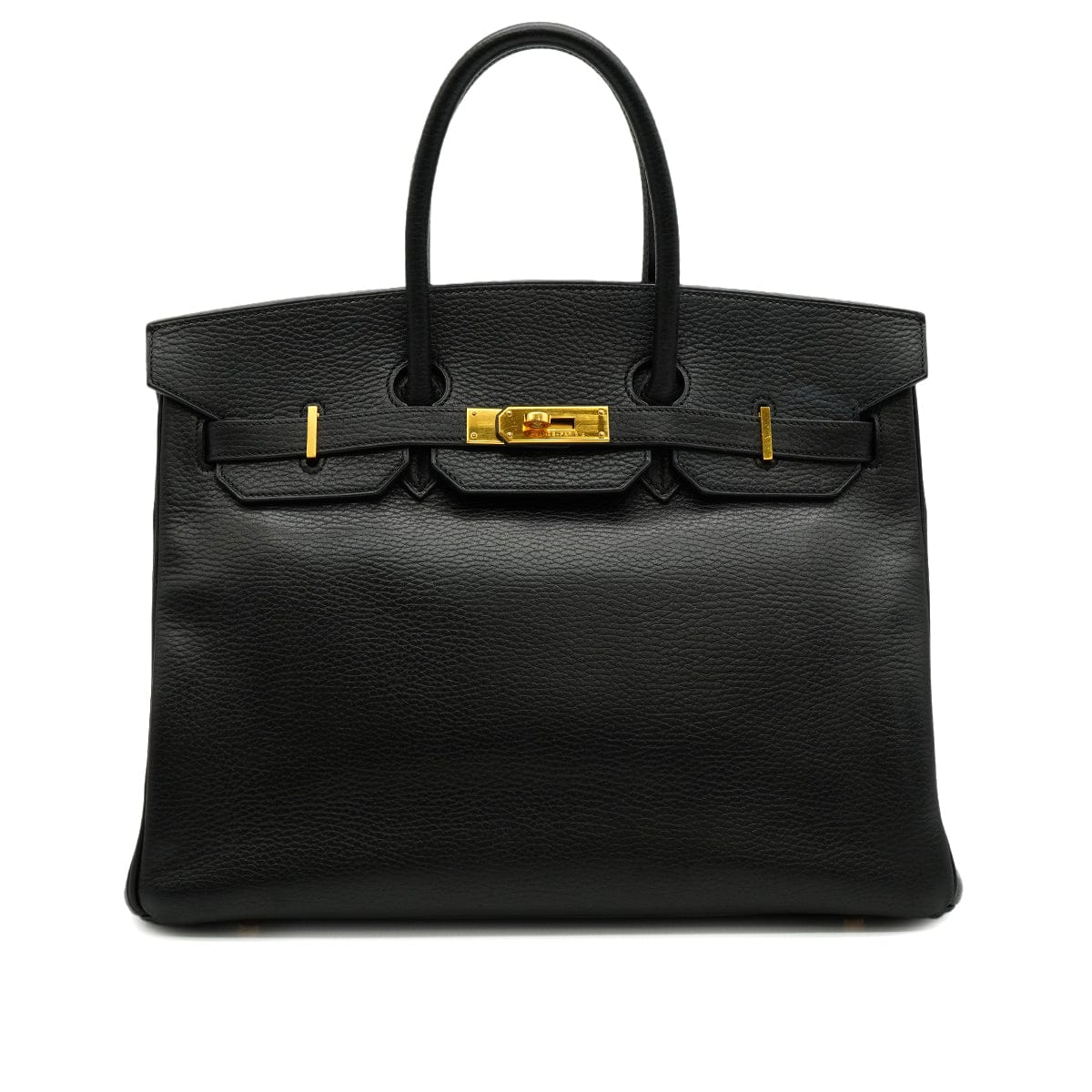 Luxury Promise Japan HERMES BIRKIN 35 BLACK ARDENNES HAND BAG 2002 SQUARE F GOLD HARDWARE 90328122
