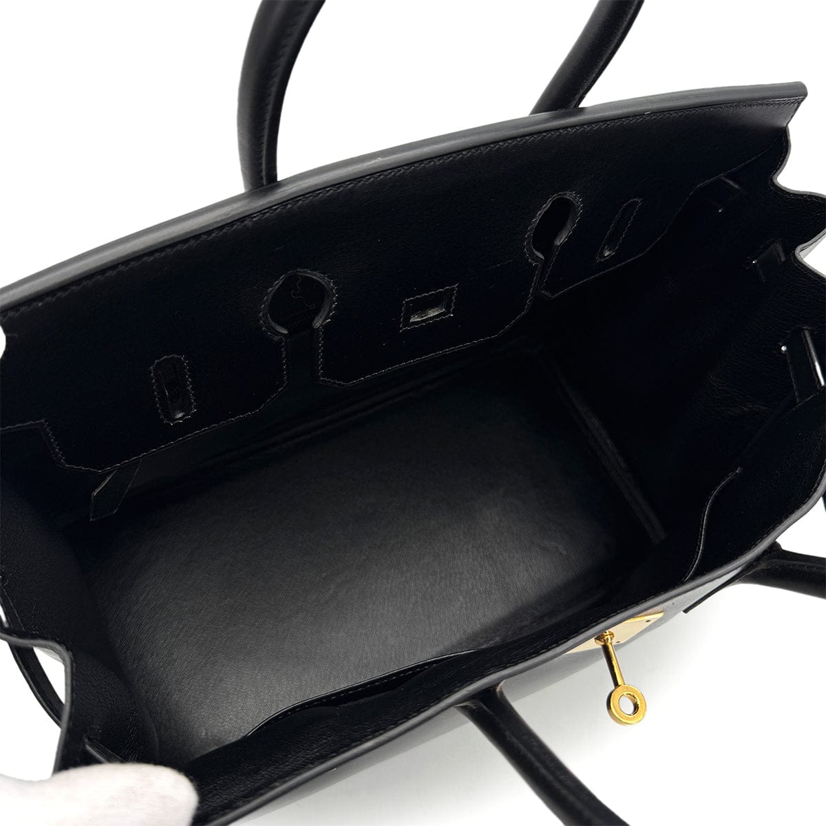 Luxury Promise Japan HERMES BIRKIN 35 BLACK BOXCALF HAND BAG 2002 SQUARE F GOLD HARDWARE 90314885