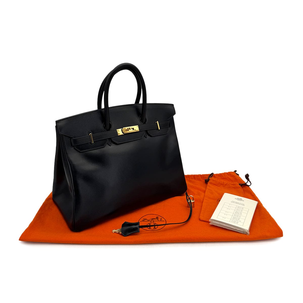 Luxury Promise Japan HERMES BIRKIN 35 BLACK BOXCALF HAND BAG 2002 SQUARE F GOLD HARDWARE 90314885