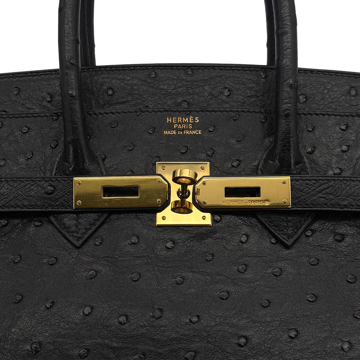 Luxury Promise Japan HERMES BIRKIN 35 BLACK OSTRICH HAND BAG 1997 SQUARE A GOLD HARDWARE 90324742