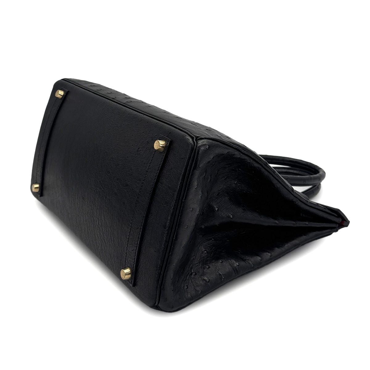 Luxury Promise Japan HERMES BIRKIN 35 BLACK OSTRICH HAND BAG 1997 SQUARE A GOLD HARDWARE 90324742