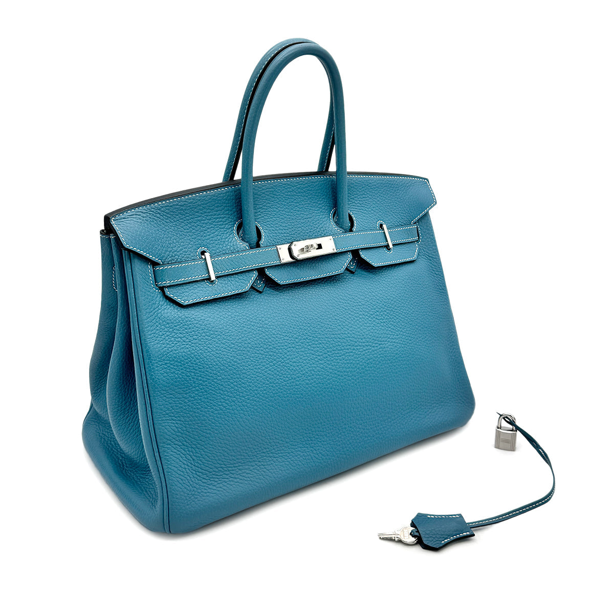 Luxury Promise Japan HERMES BIRKIN 35 BLUE JEAN TAURILLON CLEMENCE HAND BAG □J SHW 90276762