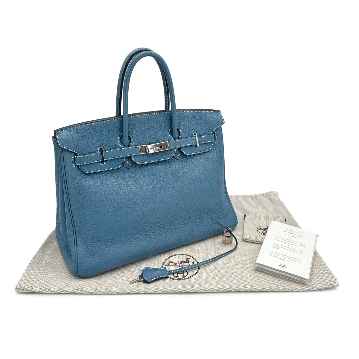 Luxury Promise Japan HERMES BIRKIN 35 BLUE JEAN TAURILLON CLEMENCE HAND BAG ▢L PALLADIUM HARDWARE 90309808