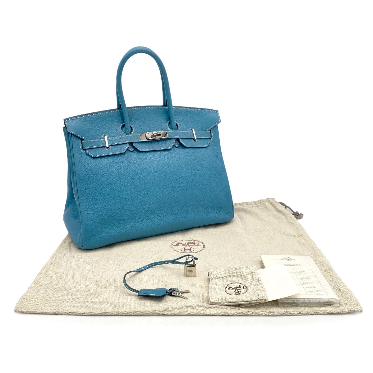 Luxury Promise Japan HERMES BIRKIN 35 BLUE JEAN TOGO HAND BAG 2004 SQUARE H PALLADIUM HARDWARE 90317897