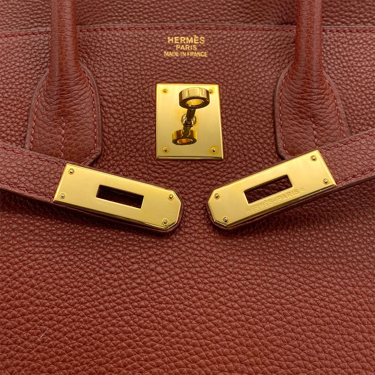 Luxury Promise Japan HERMES BIRKIN 35 BRICK TOGO HAND BAG 2004 SQUARE H GOLD HARDWARE 90311047