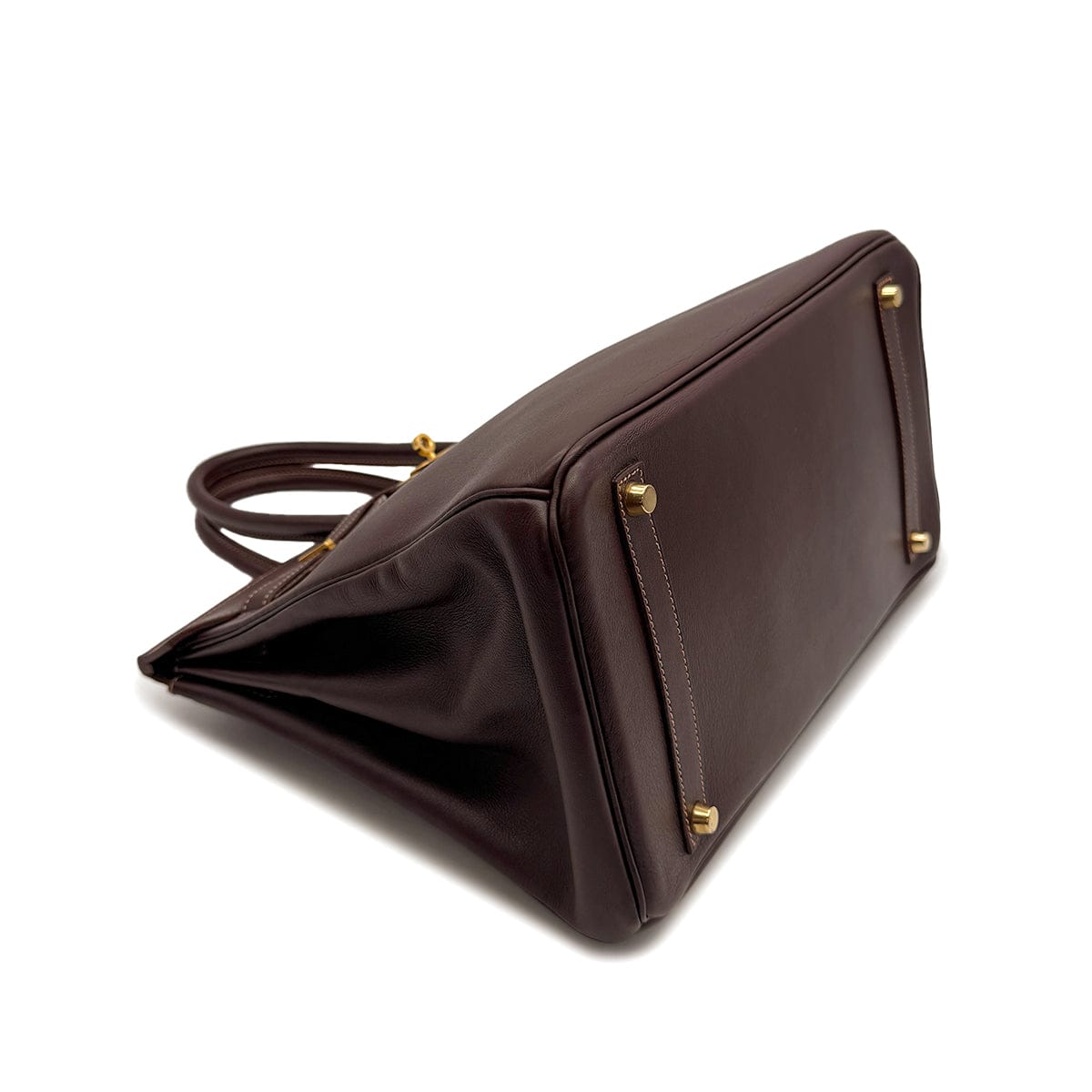 Luxury Promise Japan HERMES BIRKIN 35 CHOCOLAT VEAU GULLIVER HAND BAG 1998 SQUARE B GOLD HARDWARE 90317719