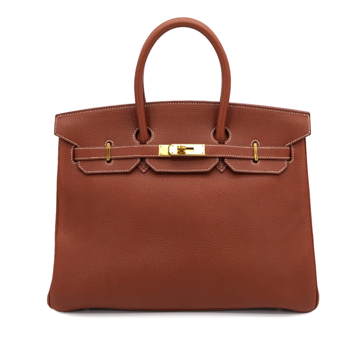 Luxury Promise Japan HERMES BIRKIN 35 COGNAC FJORD HAND BAG 2000 SQUARE D GOLD HARDWARE 90314442