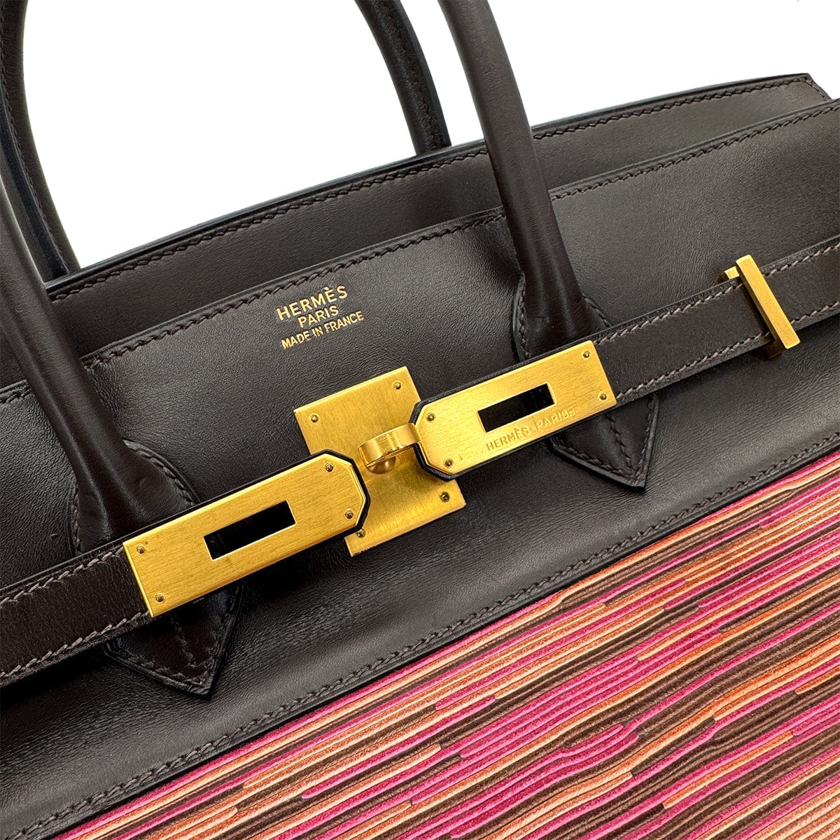 Luxury Promise Japan HERMES BIRKIN 35 EBENE BOXCALF VIBRATO HAND BAG 2003 SQUARE G MATT GOLD HARDWARE 90319535