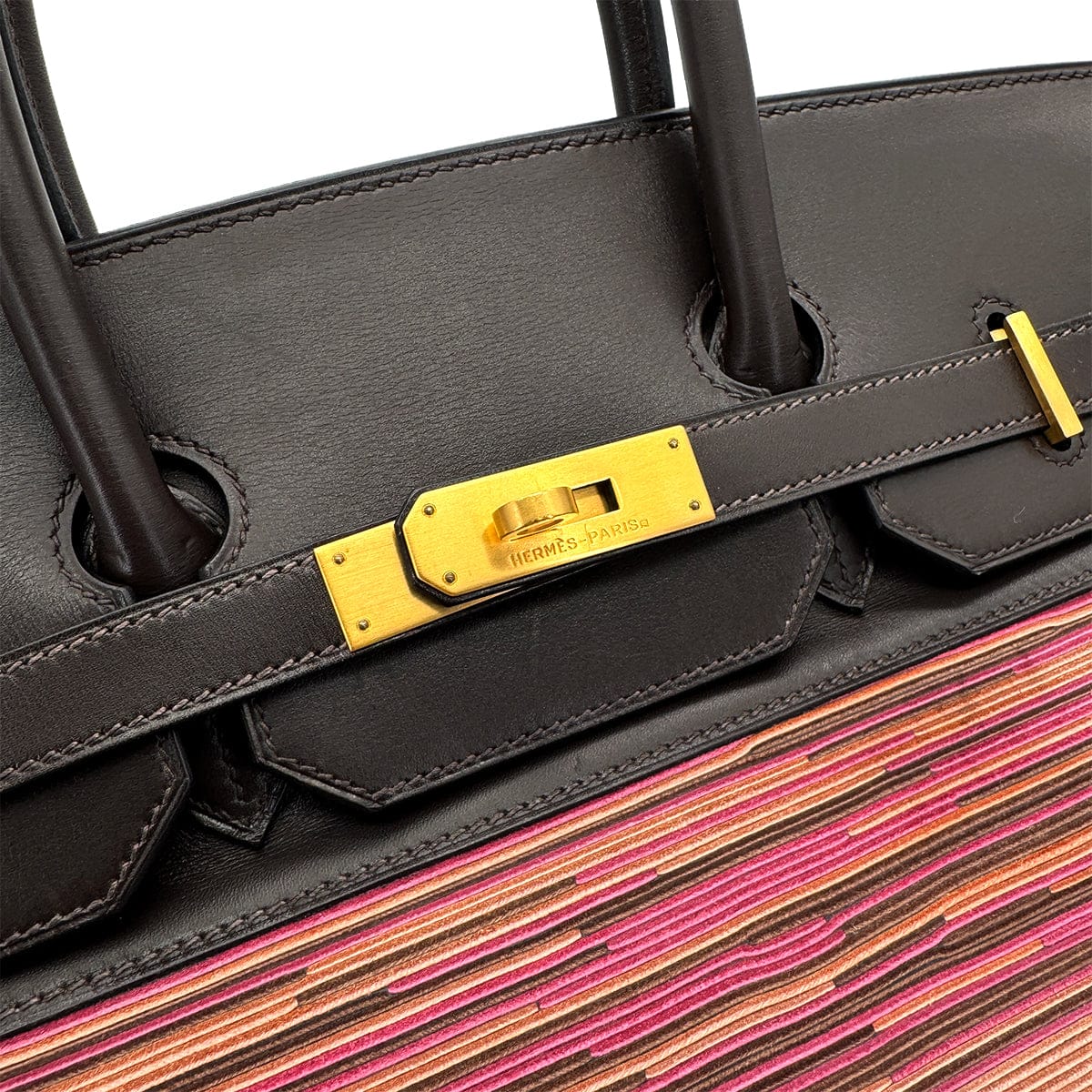 Luxury Promise Japan HERMES BIRKIN 35 EBENE BOXCALF VIBRATO HAND BAG 2003 SQUARE G MATT GOLD HARDWARE 90319535