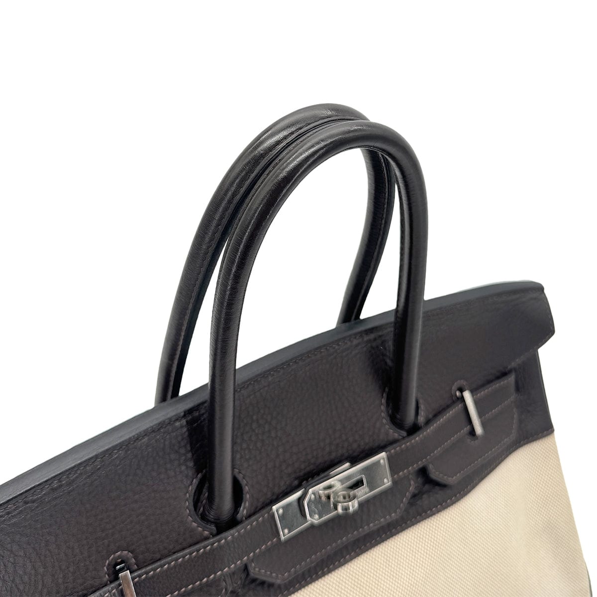 Luxury Promise Japan HERMES BIRKIN 35 EBENE TAURILLON CLEMENCE TOILE H HAND BAG □E SHW 90274430