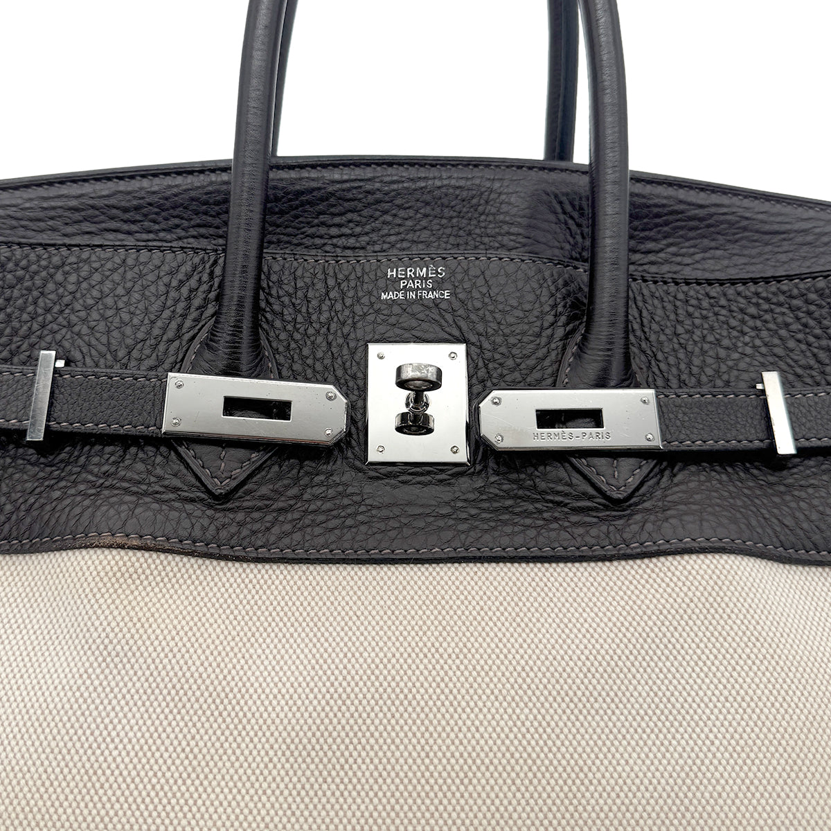 Luxury Promise Japan HERMES BIRKIN 35 EBENE TAURILLON CLEMENCE TOILE H HAND BAG □E SHW 90274430